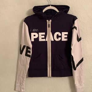 Peace Love World Kids Black Hoodie Sweatshirt Size 10/12